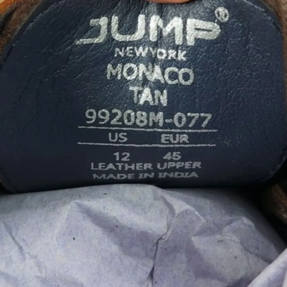 Jump New York Monaco Oxfords Dress Shoes Mens Size 12 M Tan Brown Leather Preppy
